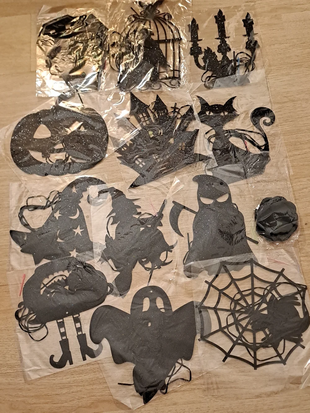 Black Glitter Halloween Party Decorations Pack - Home Party Supplies